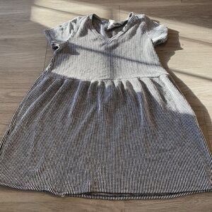 Caution to the Wind black/white striped fit and flare tunic dress